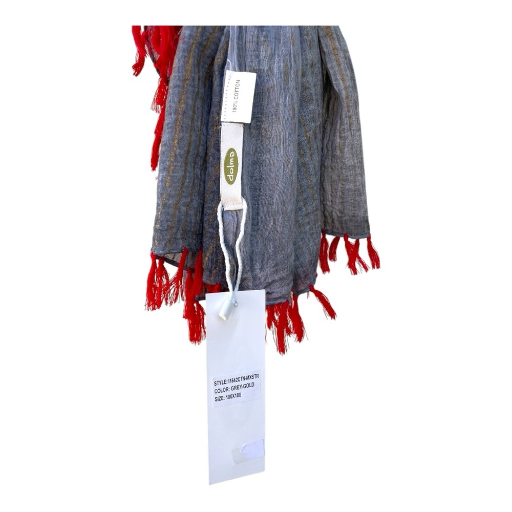 Dolma Blue, Gray & Gold Tassel Scarf – NEW with Tags - Picture 6 of 10